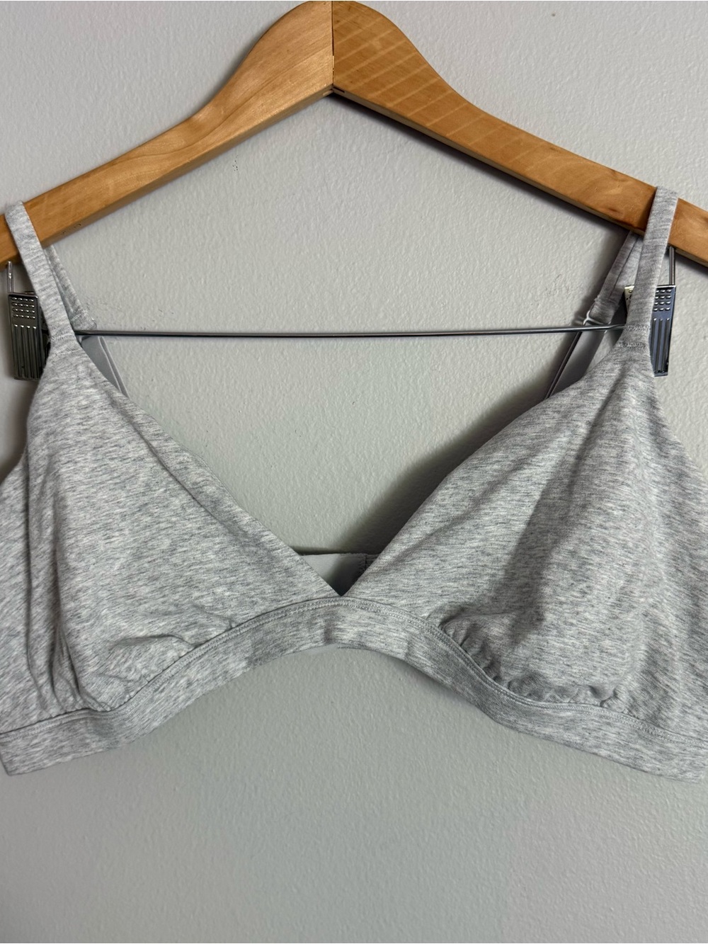 SKIMS Women’s 3X Bra Light Grey Cotton-Blend Triangle Bralette